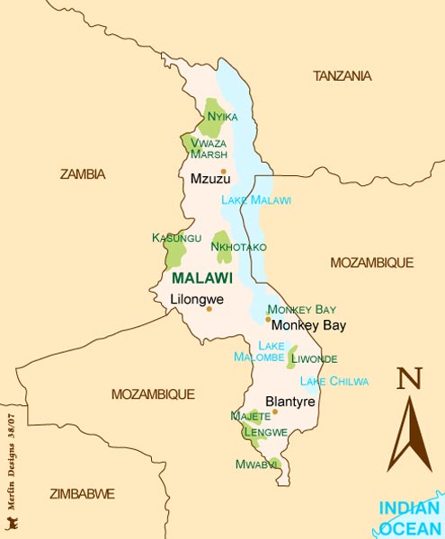 a map of malawi. Malawi Map