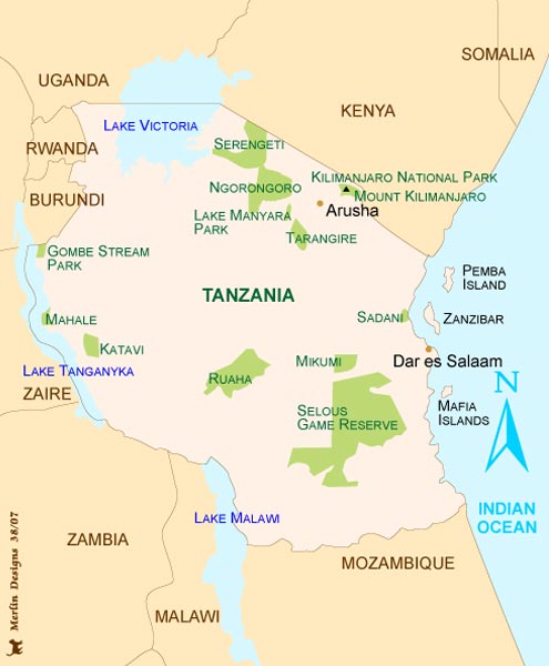 map of tanzania regions. Tanzania Map